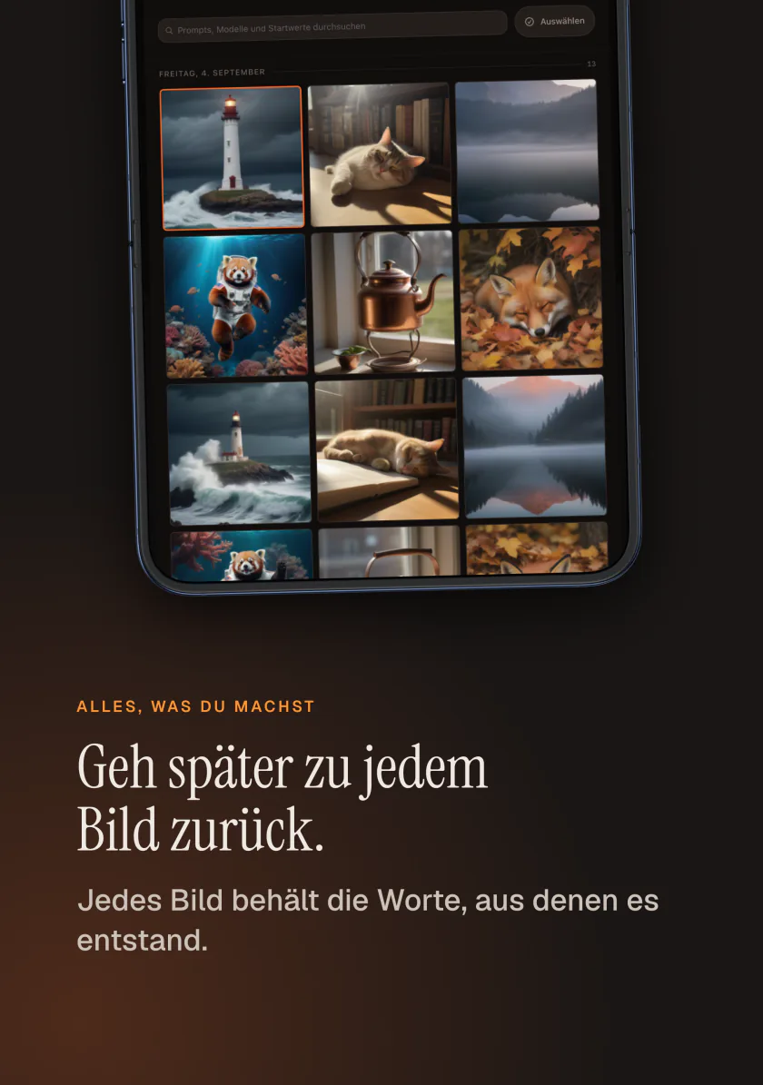 Die Galerie von Kiln auf dem iPhone mit allen erzeugten Bildern