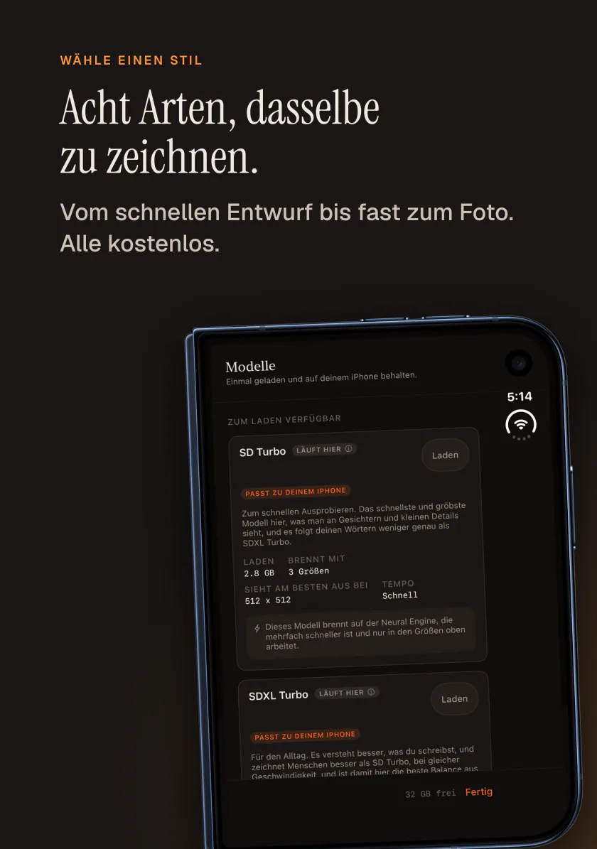 Die Modellliste von Kiln auf dem iPhone mit acht kostenlosen Modellen
