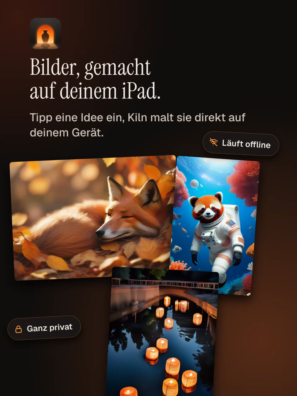 Kiln auf dem iPad: Bilder, die auf diesem iPad entstanden sind, privat und offline