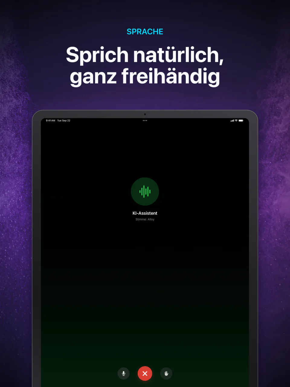 Ein freihändiges Sprachgespräch mit einer Offline-KI im Sprachmodus von LocalMind AI