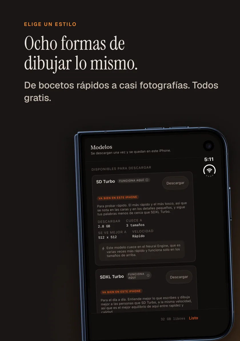 La lista de modelos de Kiln en el iPhone con ocho modelos gratuitos