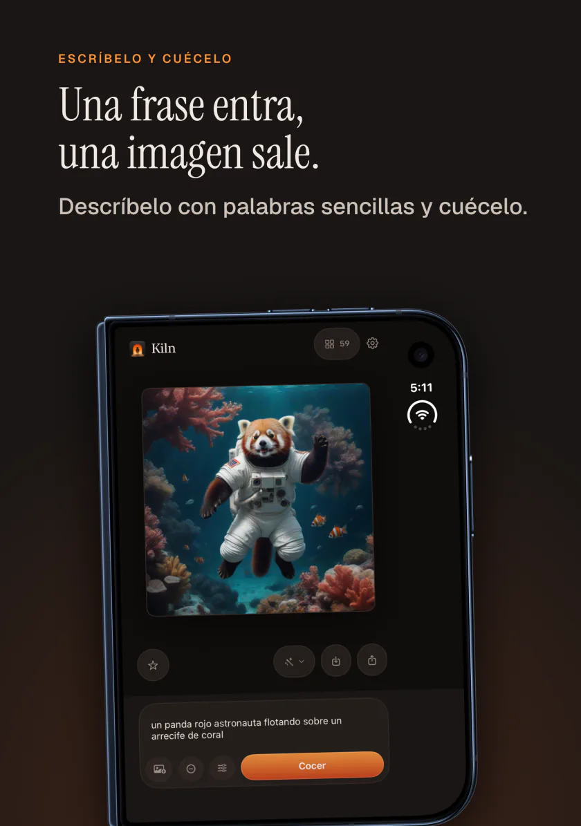 Kiln en el iPhone: entra una frase y sale una imagen, aquí un panda rojo astronauta