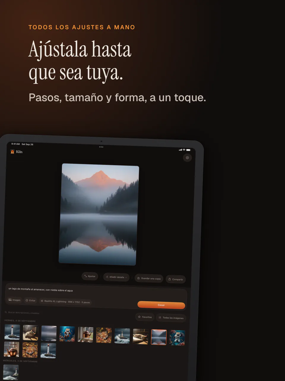 Kiln en el iPad: ajustar los pasos, el tamaño y la forma de una imagen