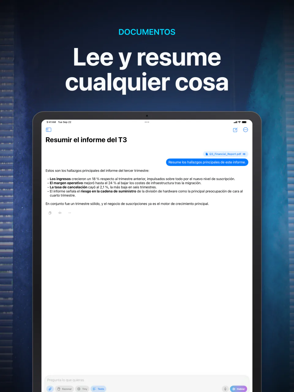 Análisis privado de un documento PDF en el dispositivo con LocalMind AI