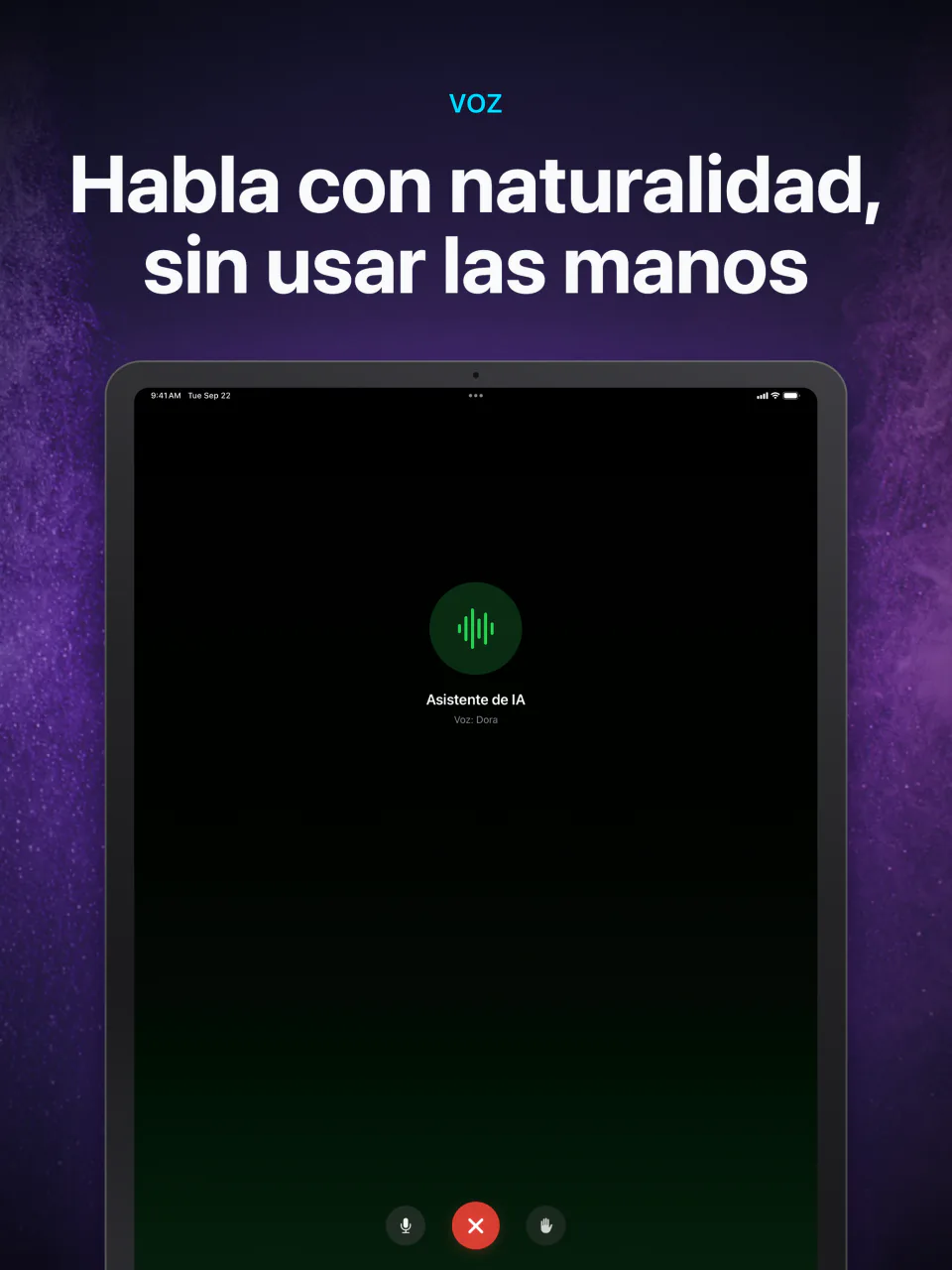 Una conversación por voz sin manos con una IA sin conexión en el modo de voz de LocalMind AI