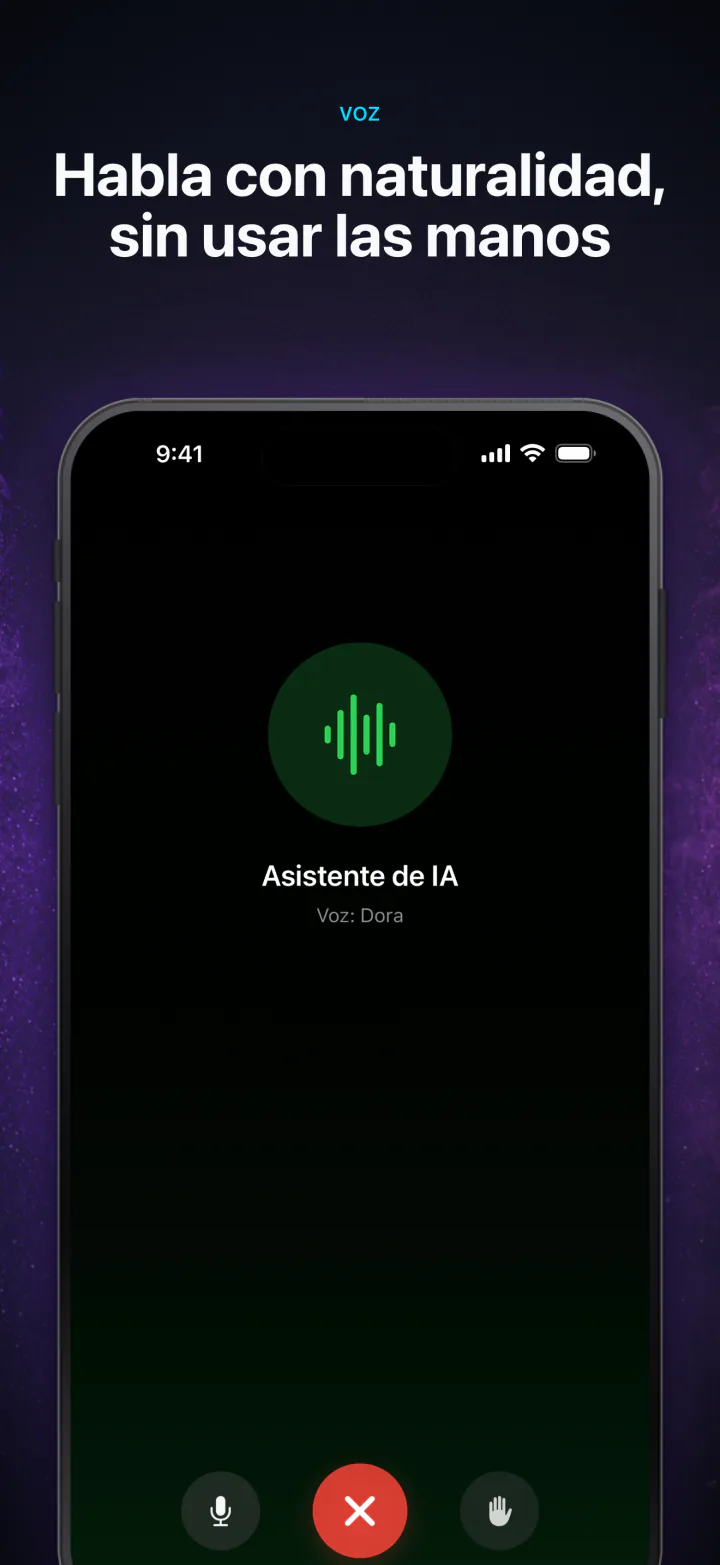 Una conversación por voz sin manos con una IA sin conexión en el modo de voz de LocalMind AI