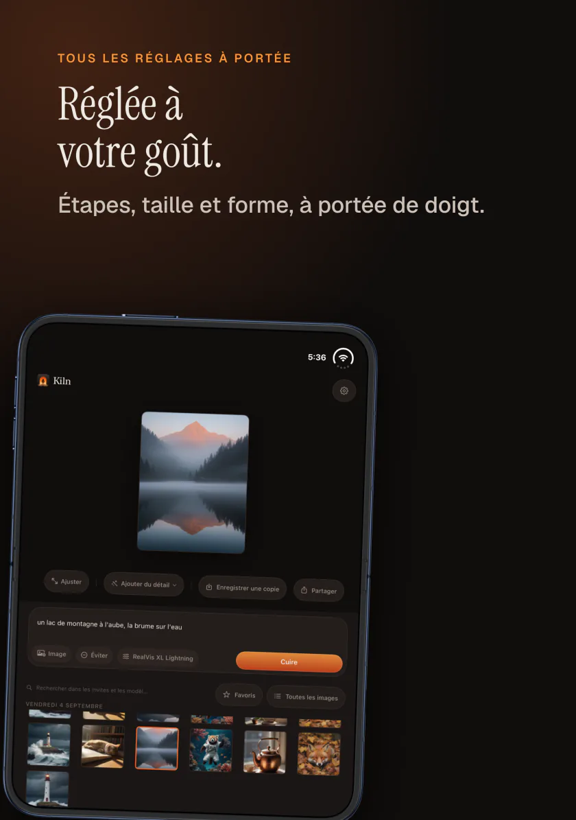 Kiln sur iPhone : régler les étapes, la taille et la forme d’une image