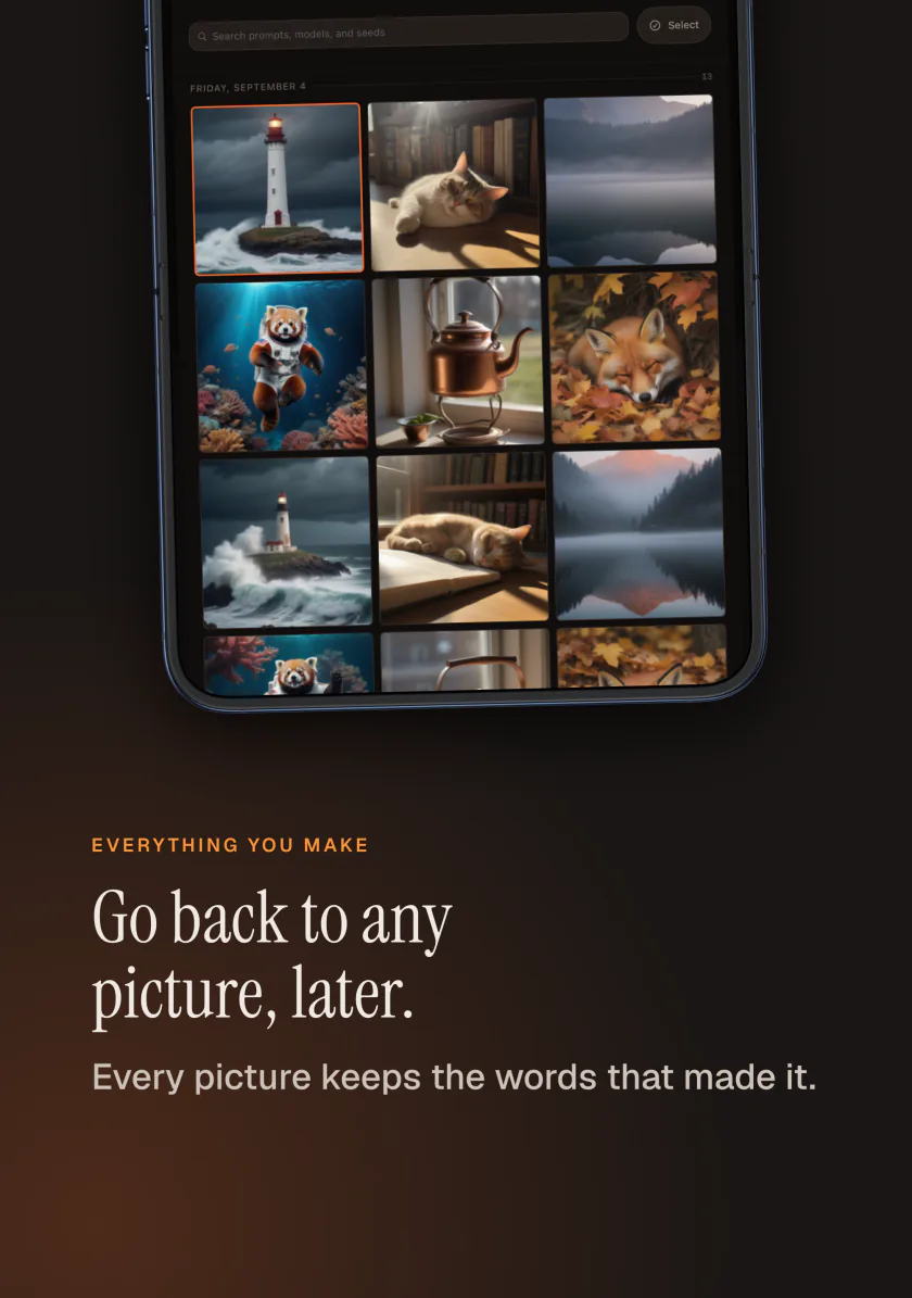 The Kiln gallery on iPhone Duo with every picture you have made