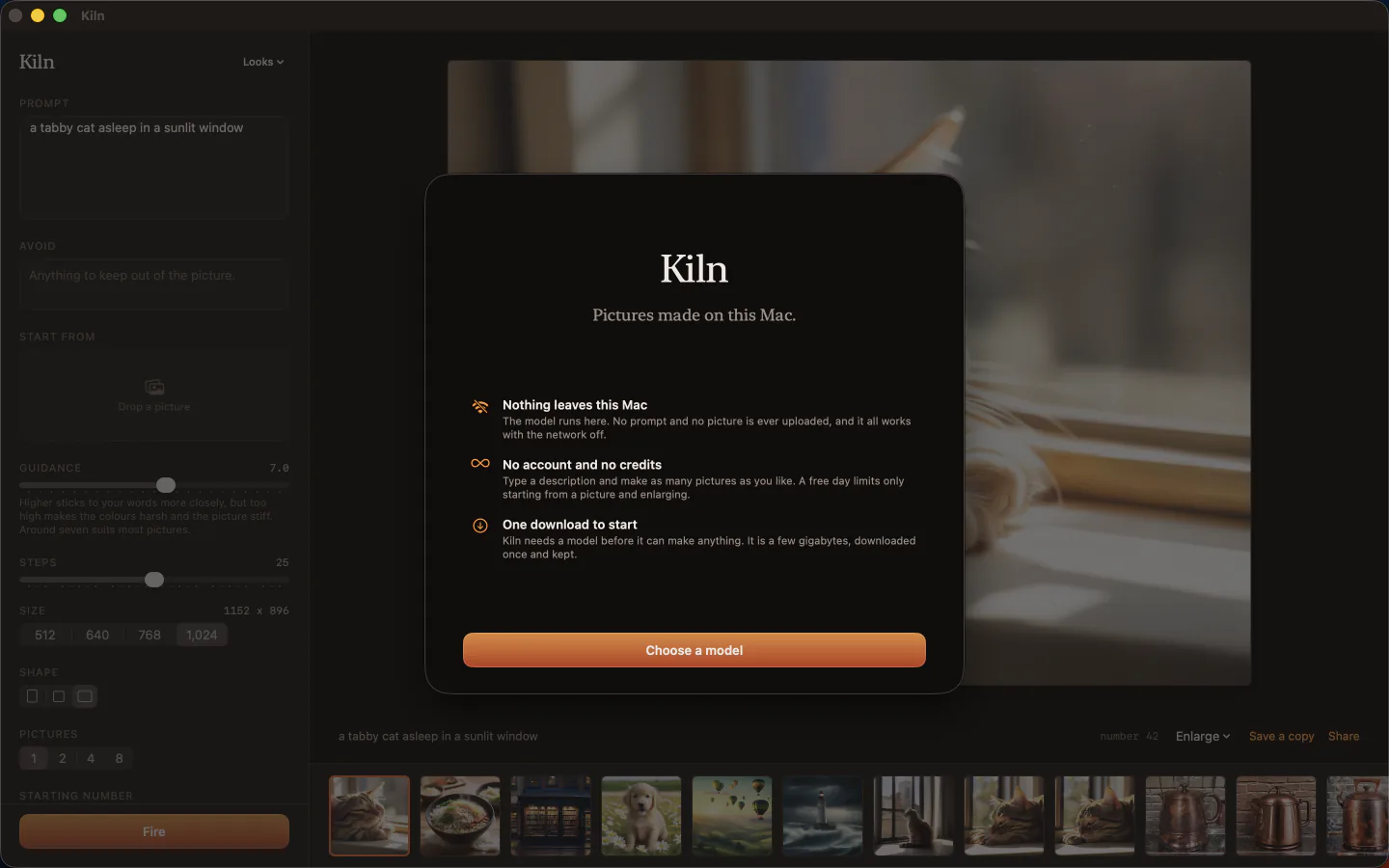 Kiln Mac First Run setup configuring the recommended model for Apple Silicon
