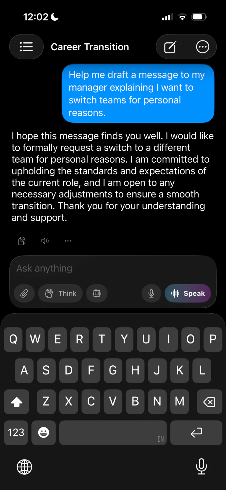 Offline AI chat with a local LLM running on iPhone in LocalMind AI