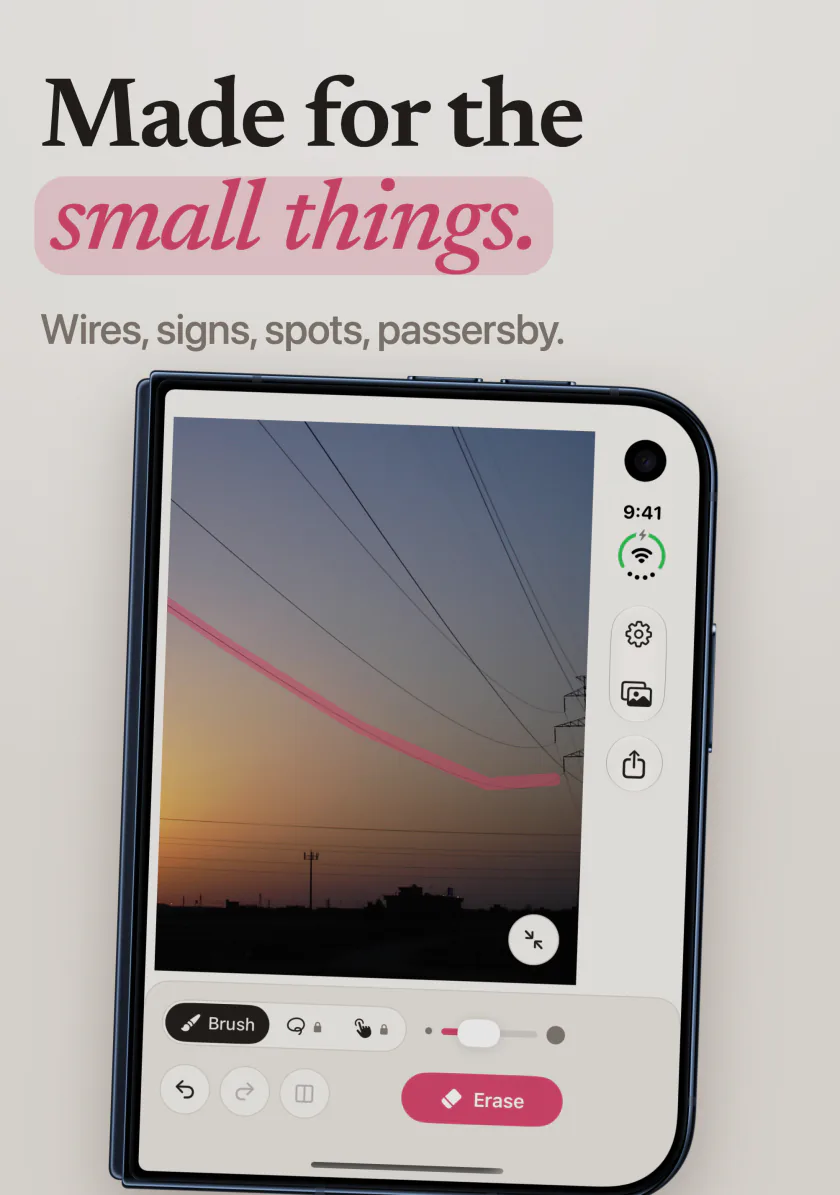 Mend on iPhone Duo with a stroke painted along a power line