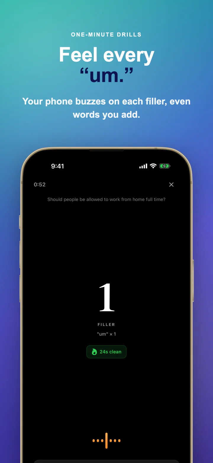 Feel every um: your phone buzzes on each filler word