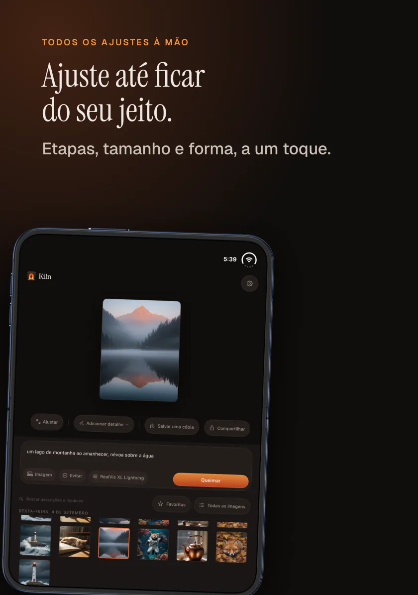Kiln no iPhone: ajustar as etapas, o tamanho e a forma de uma imagem