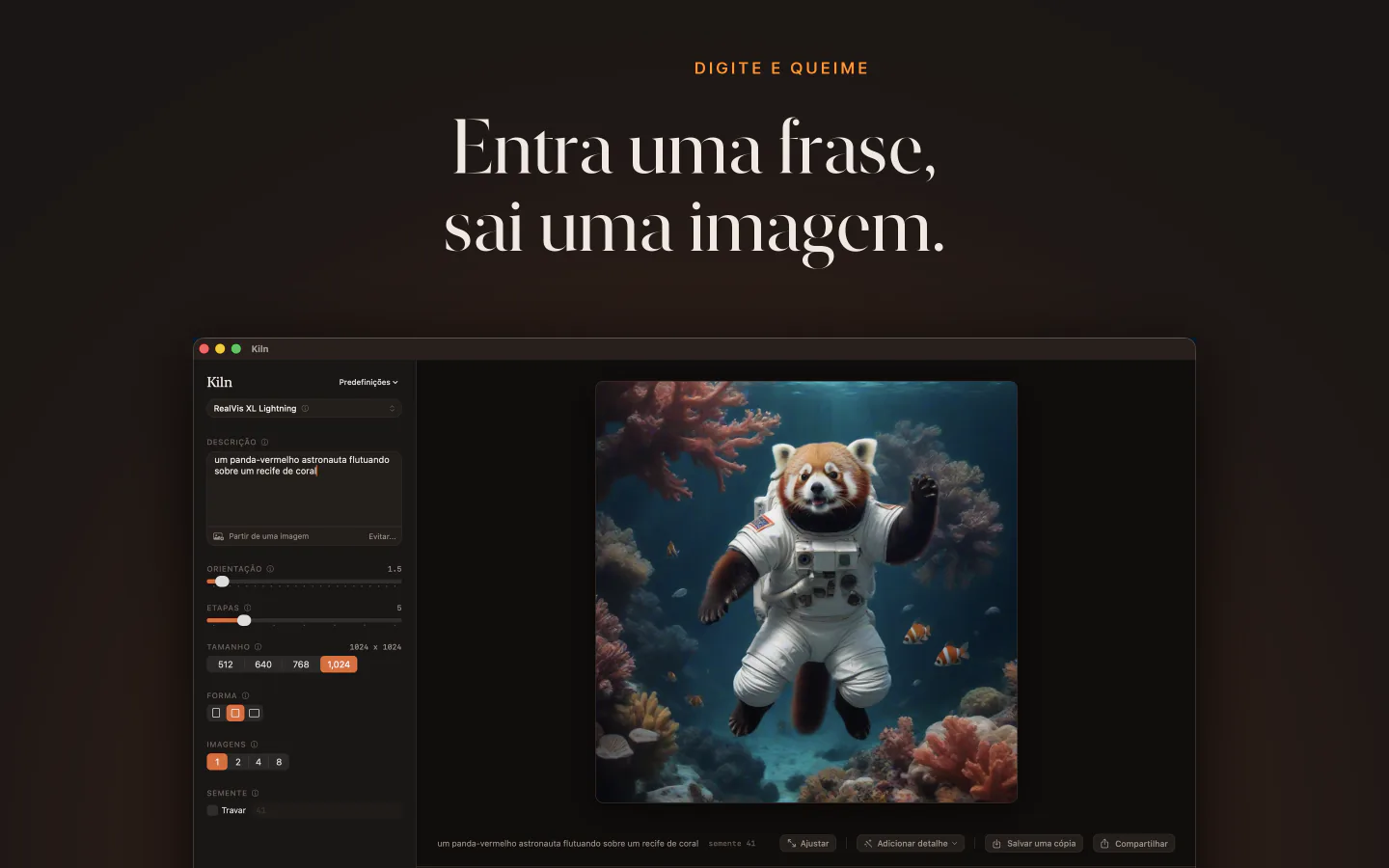 Kiln no Mac: entra uma frase e sai uma imagem